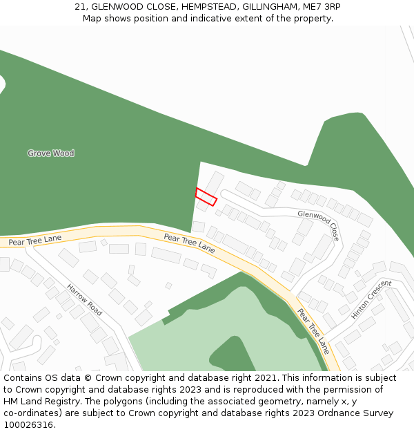21, GLENWOOD CLOSE, HEMPSTEAD, GILLINGHAM, ME7 3RP: Location map and indicative extent of plot