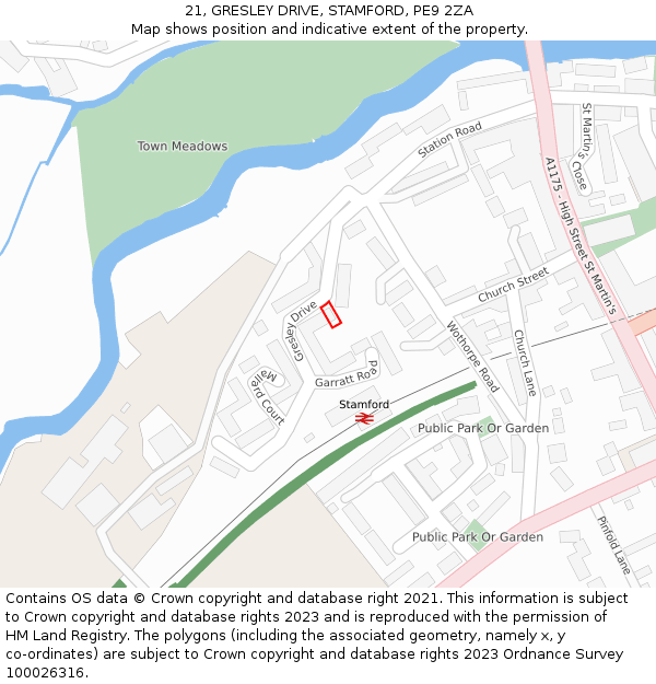21, GRESLEY DRIVE, STAMFORD, PE9 2ZA: Location map and indicative extent of plot