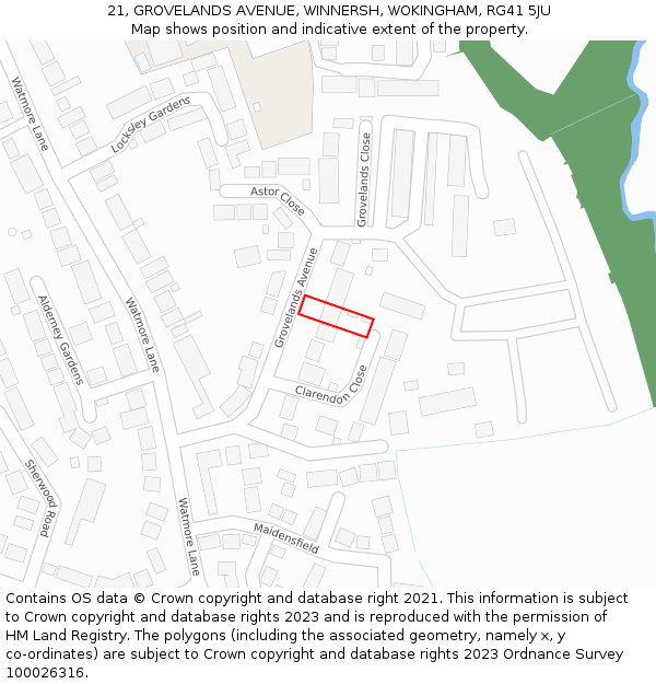 21, GROVELANDS AVENUE, WINNERSH, WOKINGHAM, RG41 5JU: Location map and indicative extent of plot
