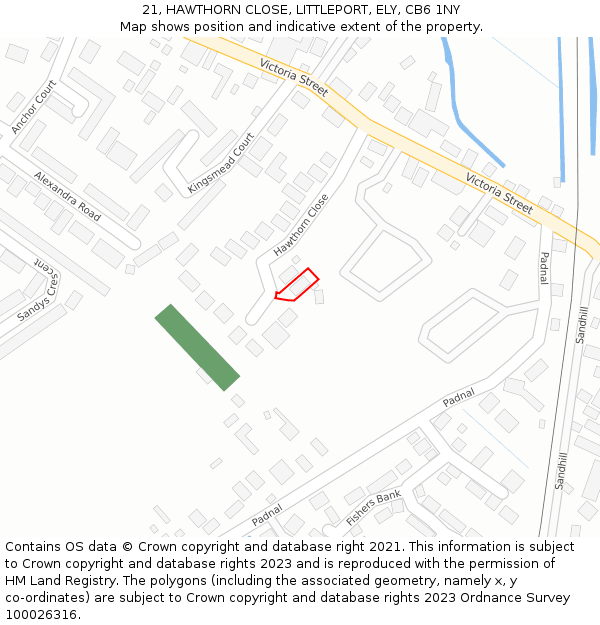 21, HAWTHORN CLOSE, LITTLEPORT, ELY, CB6 1NY: Location map and indicative extent of plot