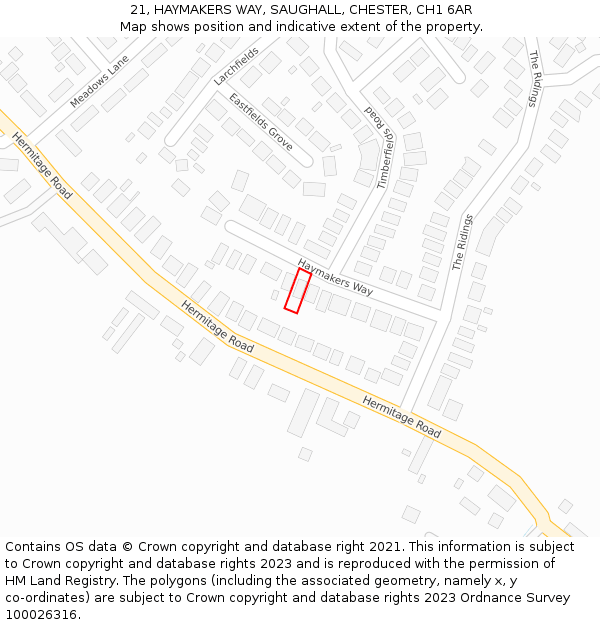 21, HAYMAKERS WAY, SAUGHALL, CHESTER, CH1 6AR: Location map and indicative extent of plot