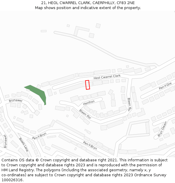21, HEOL CWARREL CLARK, CAERPHILLY, CF83 2NE: Location map and indicative extent of plot