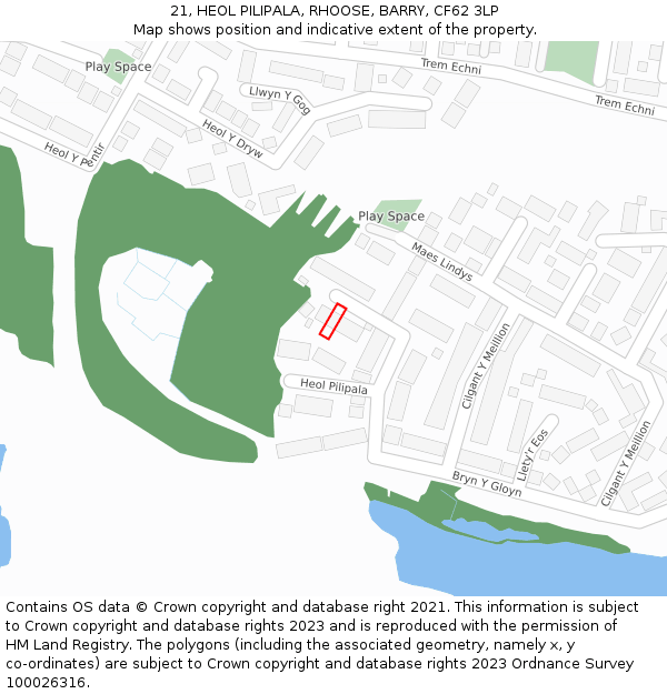 21, HEOL PILIPALA, RHOOSE, BARRY, CF62 3LP: Location map and indicative extent of plot