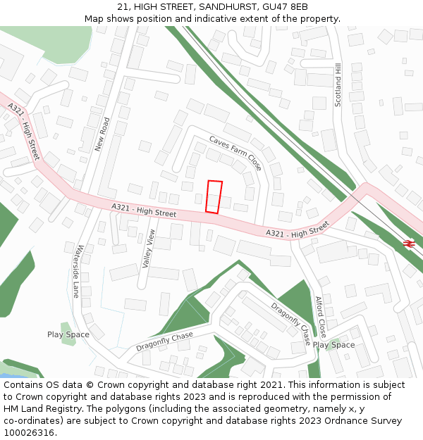 21, HIGH STREET, SANDHURST, GU47 8EB: Location map and indicative extent of plot