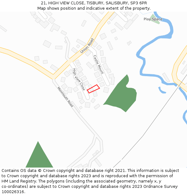 21, HIGH VIEW CLOSE, TISBURY, SALISBURY, SP3 6PR: Location map and indicative extent of plot