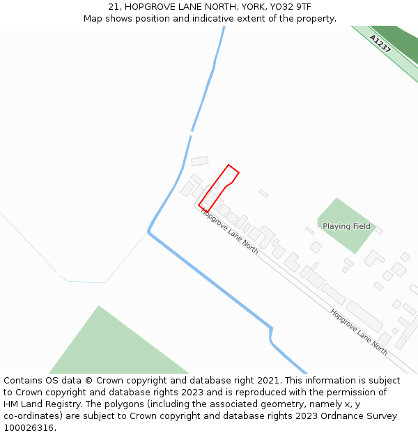 21, HOPGROVE LANE NORTH, YORK, YO32 9TF: Location map and indicative extent of plot