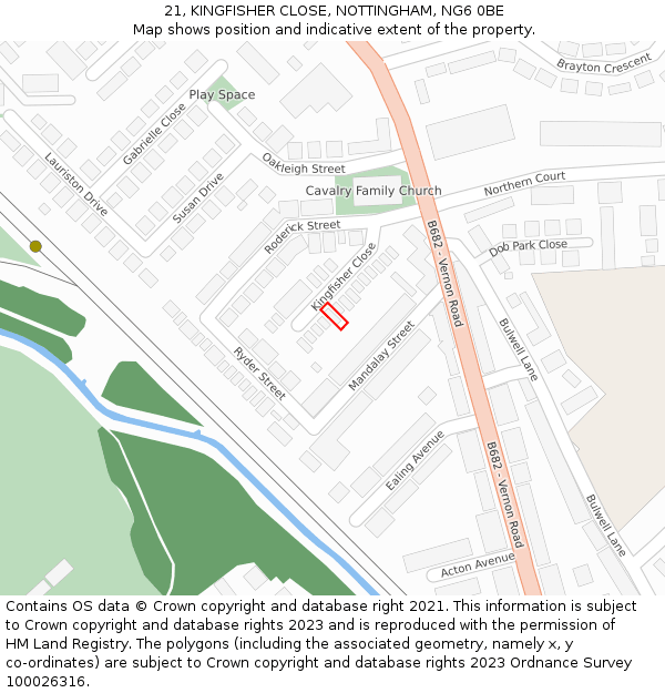 21, KINGFISHER CLOSE, NOTTINGHAM, NG6 0BE: Location map and indicative extent of plot