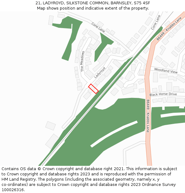 21, LADYROYD, SILKSTONE COMMON, BARNSLEY, S75 4SF: Location map and indicative extent of plot