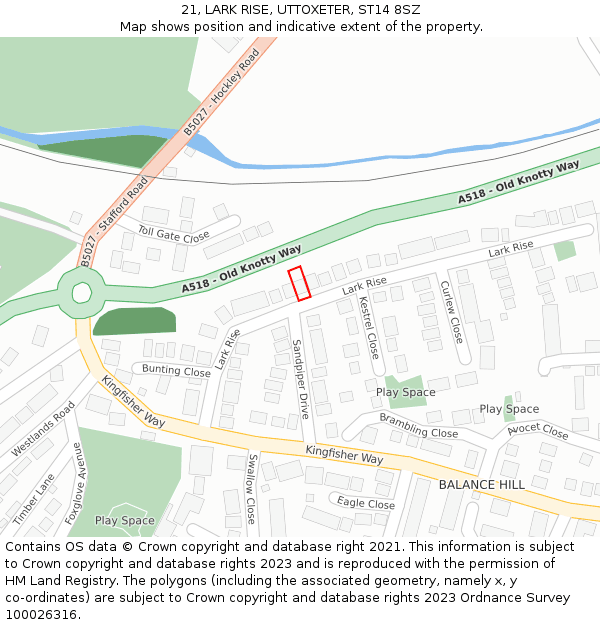 21, LARK RISE, UTTOXETER, ST14 8SZ: Location map and indicative extent of plot