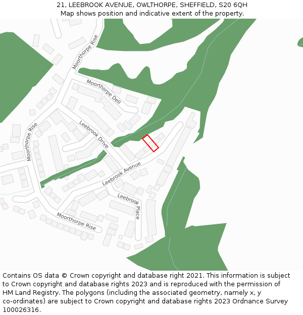 21, LEEBROOK AVENUE, OWLTHORPE, SHEFFIELD, S20 6QH: Location map and indicative extent of plot