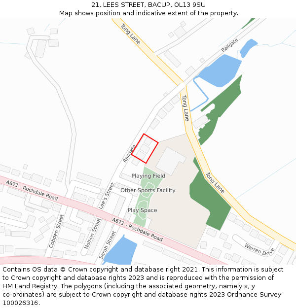 21, LEES STREET, BACUP, OL13 9SU: Location map and indicative extent of plot