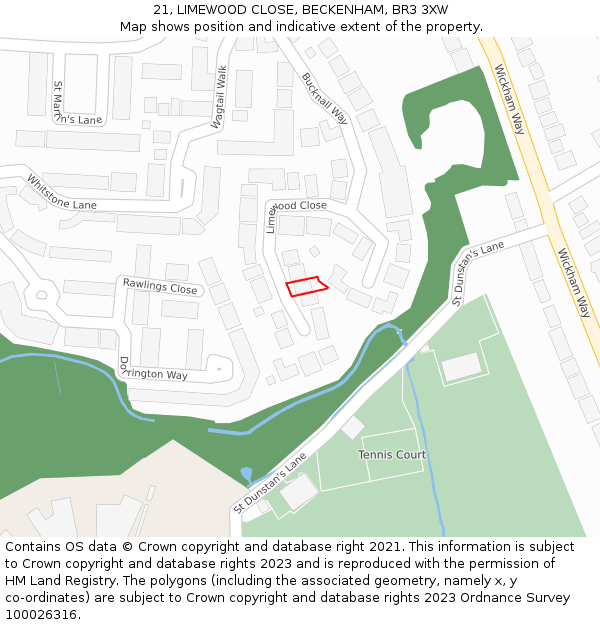 21, LIMEWOOD CLOSE, BECKENHAM, BR3 3XW: Location map and indicative extent of plot
