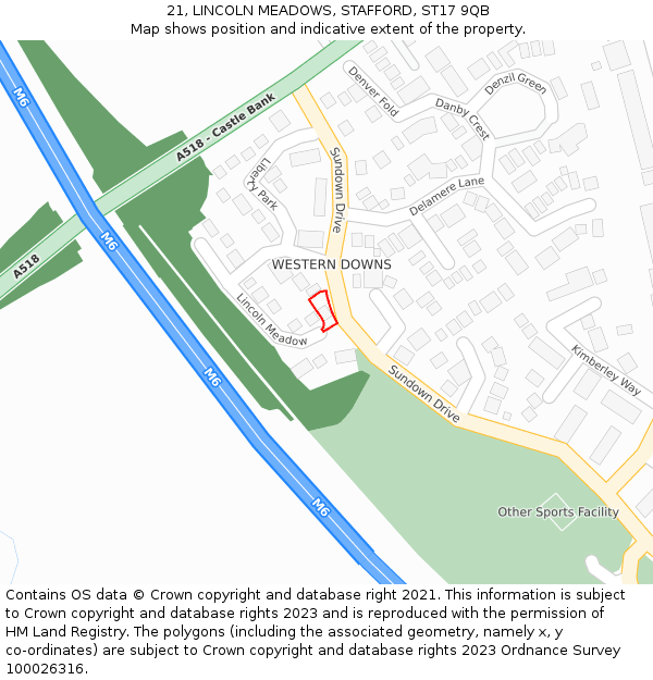 21, LINCOLN MEADOWS, STAFFORD, ST17 9QB: Location map and indicative extent of plot