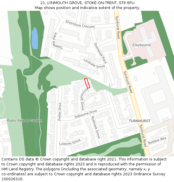 21, LYNMOUTH GROVE, STOKE-ON-TRENT, ST6 6PU: Location map and indicative extent of plot