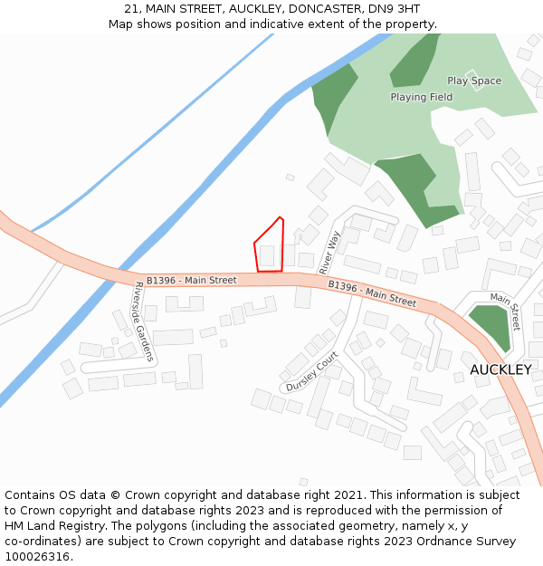 21, MAIN STREET, AUCKLEY, DONCASTER, DN9 3HT: Location map and indicative extent of plot