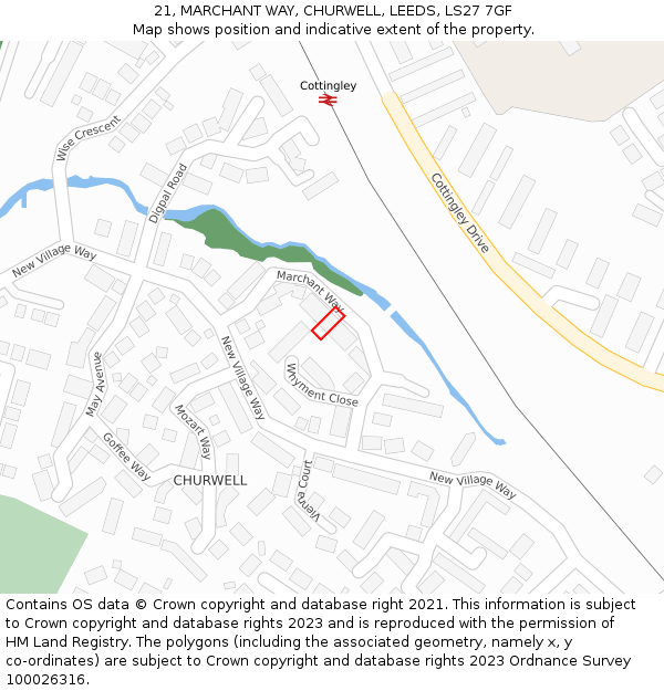 21, MARCHANT WAY, CHURWELL, LEEDS, LS27 7GF: Location map and indicative extent of plot