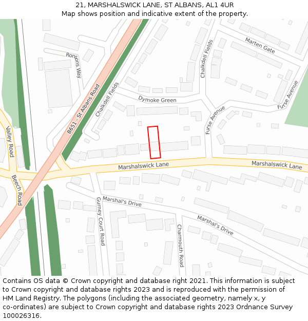 21, MARSHALSWICK LANE, ST ALBANS, AL1 4UR: Location map and indicative extent of plot