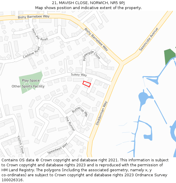 21, MAVISH CLOSE, NORWICH, NR5 9PJ: Location map and indicative extent of plot