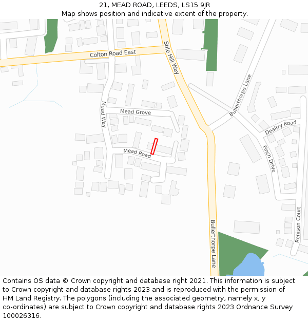 21, MEAD ROAD, LEEDS, LS15 9JR: Location map and indicative extent of plot