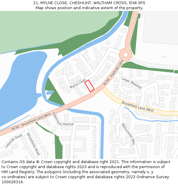21, MYLNE CLOSE, CHESHUNT, WALTHAM CROSS, EN8 0PS: Location map and indicative extent of plot