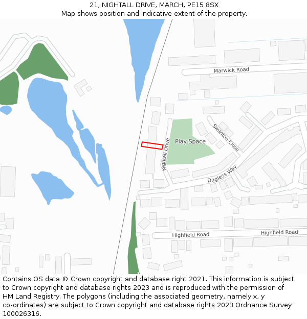 21, NIGHTALL DRIVE, MARCH, PE15 8SX: Location map and indicative extent of plot