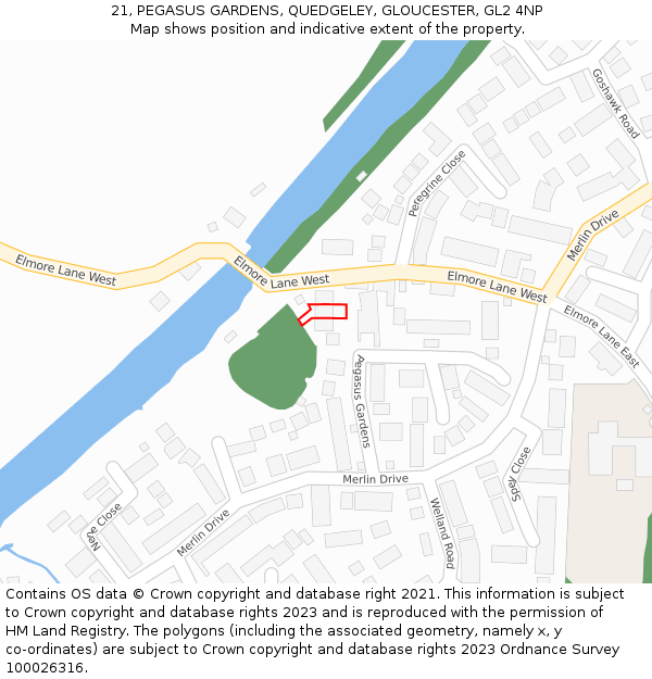 21, PEGASUS GARDENS, QUEDGELEY, GLOUCESTER, GL2 4NP: Location map and indicative extent of plot
