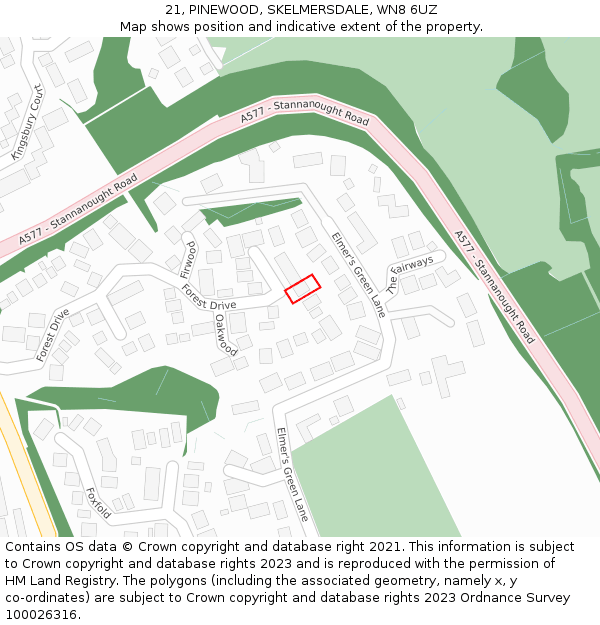 21, PINEWOOD, SKELMERSDALE, WN8 6UZ: Location map and indicative extent of plot