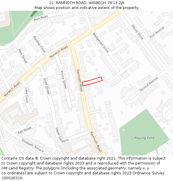 21, RAMNOTH ROAD, WISBECH, PE13 2JA: Location map and indicative extent of plot