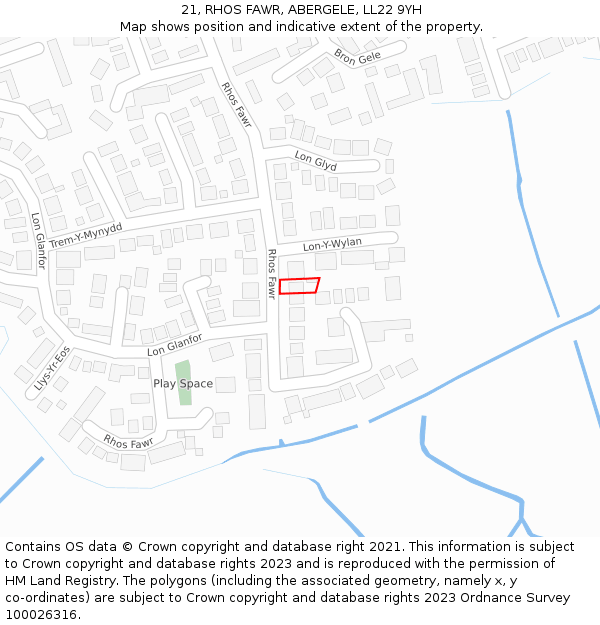 21, RHOS FAWR, ABERGELE, LL22 9YH: Location map and indicative extent of plot