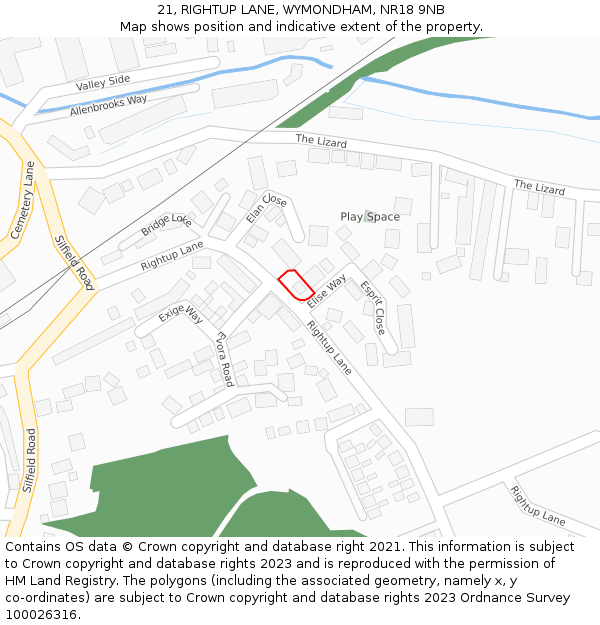 21, RIGHTUP LANE, WYMONDHAM, NR18 9NB: Location map and indicative extent of plot