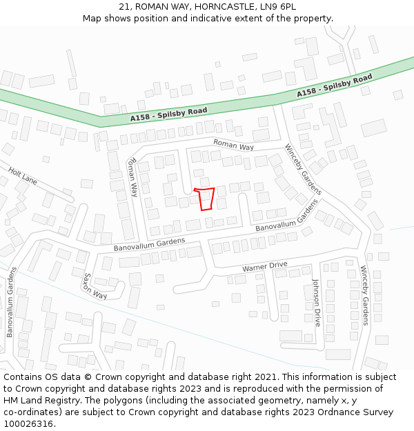 21, ROMAN WAY, HORNCASTLE, LN9 6PL: Location map and indicative extent of plot