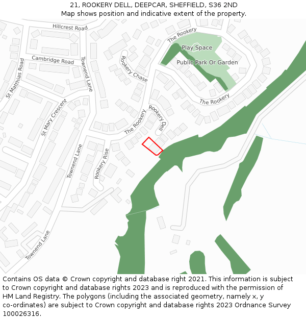21, ROOKERY DELL, DEEPCAR, SHEFFIELD, S36 2ND: Location map and indicative extent of plot