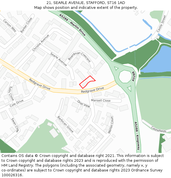 21, SEARLE AVENUE, STAFFORD, ST16 1AD: Location map and indicative extent of plot