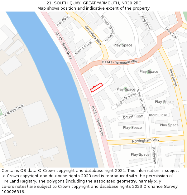 21, SOUTH QUAY, GREAT YARMOUTH, NR30 2RG: Location map and indicative extent of plot