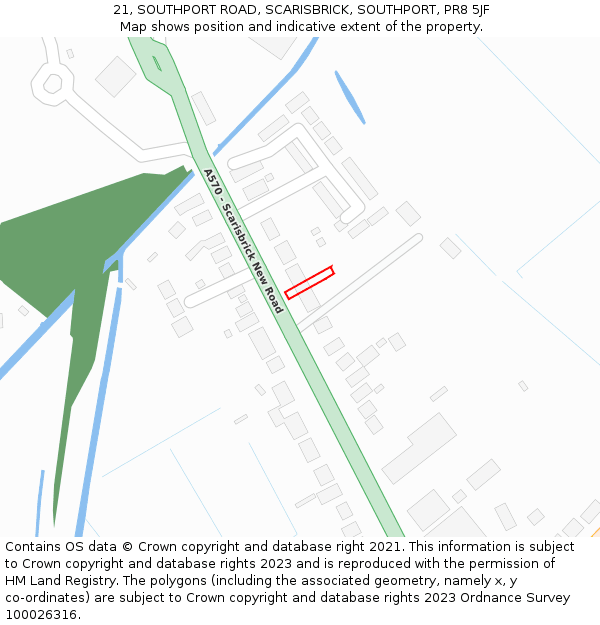 21, SOUTHPORT ROAD, SCARISBRICK, SOUTHPORT, PR8 5JF: Location map and indicative extent of plot
