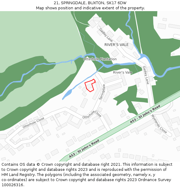 21, SPRINGDALE, BUXTON, SK17 6DW: Location map and indicative extent of plot