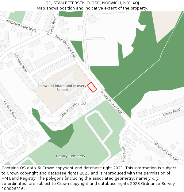 21, STAN PETERSEN CLOSE, NORWICH, NR1 4QJ: Location map and indicative extent of plot