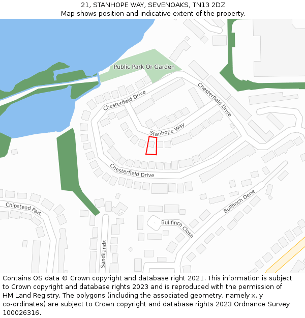 21, STANHOPE WAY, SEVENOAKS, TN13 2DZ: Location map and indicative extent of plot