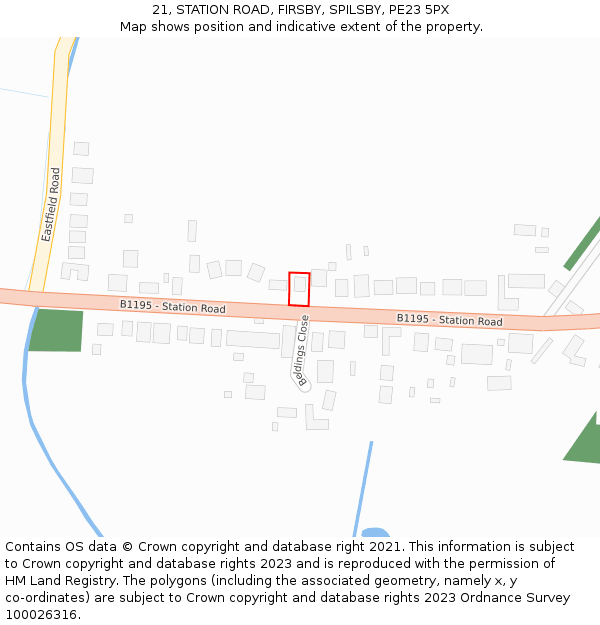 21, STATION ROAD, FIRSBY, SPILSBY, PE23 5PX: Location map and indicative extent of plot