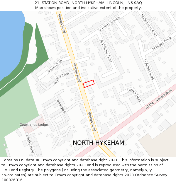21, STATION ROAD, NORTH HYKEHAM, LINCOLN, LN6 9AQ: Location map and indicative extent of plot