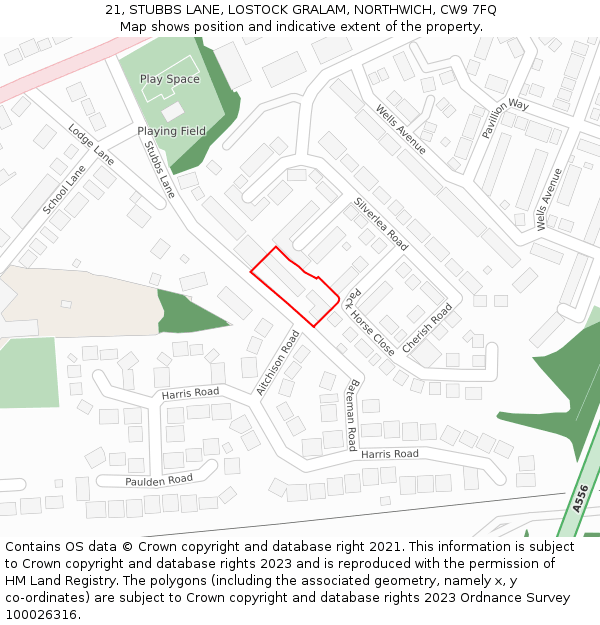 21, STUBBS LANE, LOSTOCK GRALAM, NORTHWICH, CW9 7FQ: Location map and indicative extent of plot