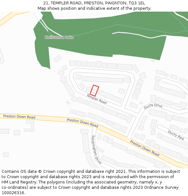 21, TEMPLER ROAD, PRESTON, PAIGNTON, TQ3 1EL: Location map and indicative extent of plot