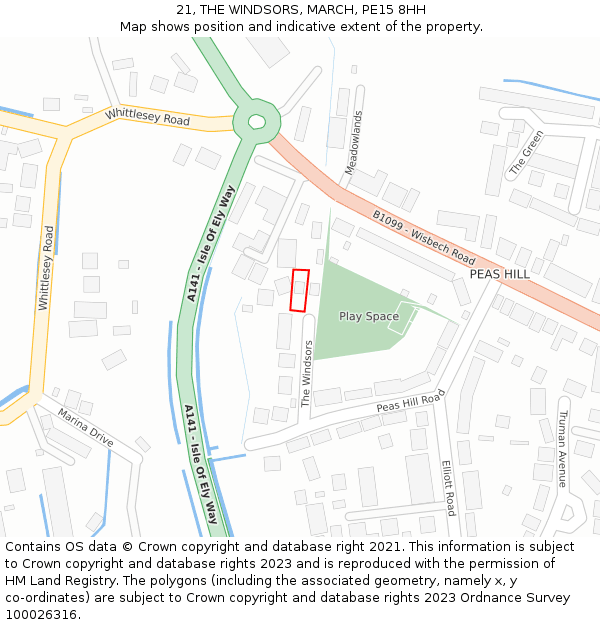 21, THE WINDSORS, MARCH, PE15 8HH: Location map and indicative extent of plot