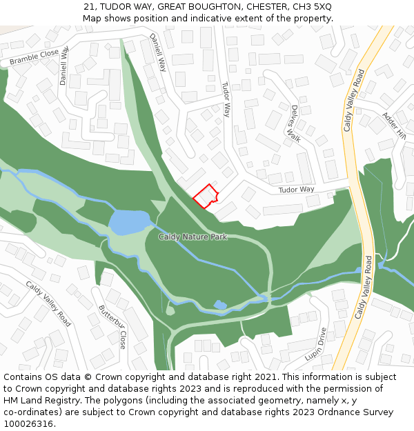 21, TUDOR WAY, GREAT BOUGHTON, CHESTER, CH3 5XQ: Location map and indicative extent of plot