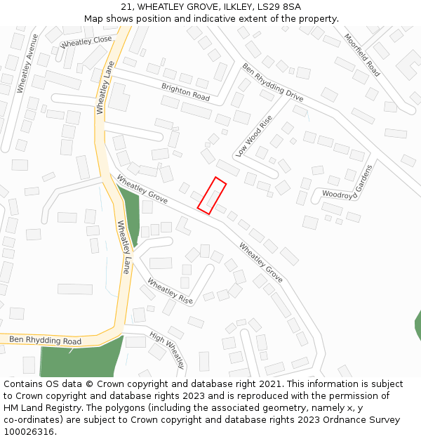 21, WHEATLEY GROVE, ILKLEY, LS29 8SA: Location map and indicative extent of plot
