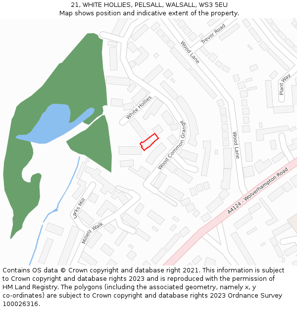 21, WHITE HOLLIES, PELSALL, WALSALL, WS3 5EU: Location map and indicative extent of plot