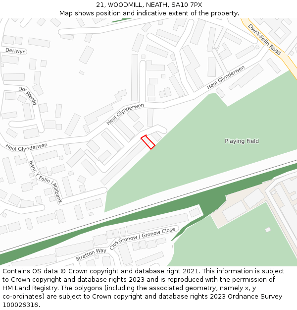21, WOODMILL, NEATH, SA10 7PX: Location map and indicative extent of plot