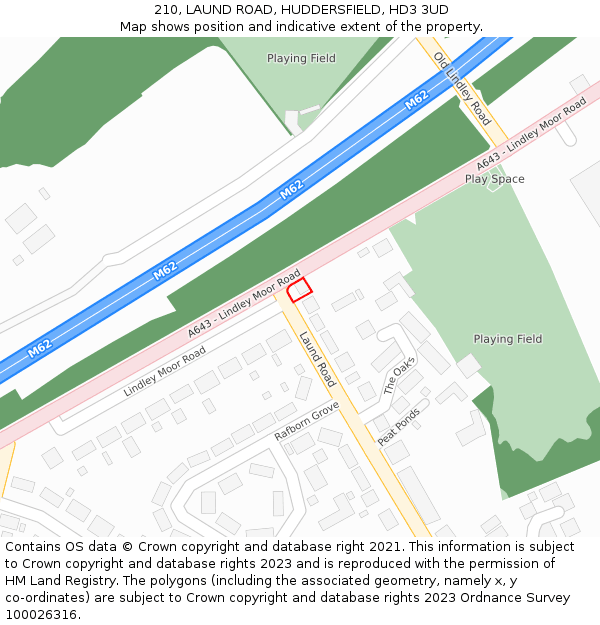 210, LAUND ROAD, HUDDERSFIELD, HD3 3UD: Location map and indicative extent of plot