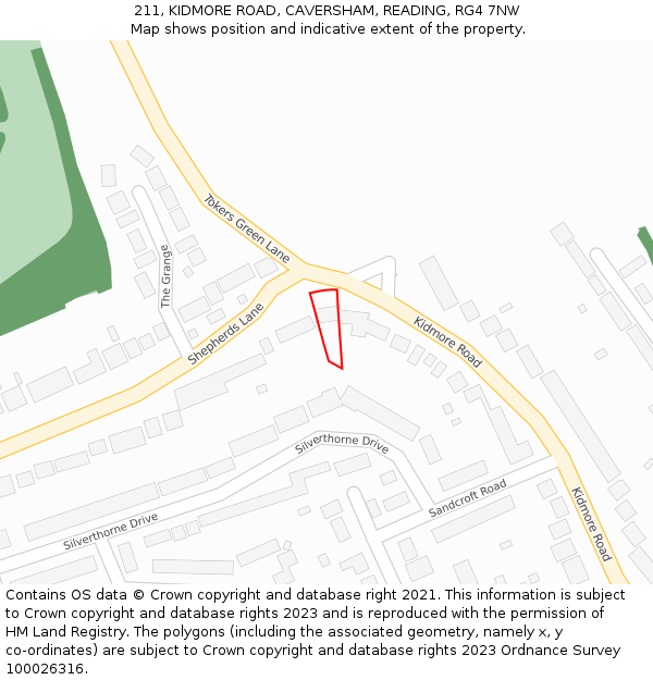 211, KIDMORE ROAD, CAVERSHAM, READING, RG4 7NW: Location map and indicative extent of plot