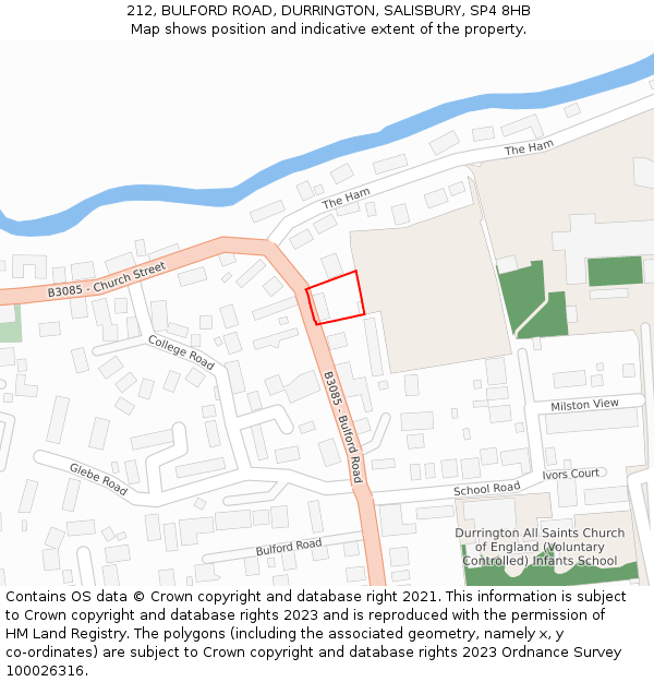 212, BULFORD ROAD, DURRINGTON, SALISBURY, SP4 8HB: Location map and indicative extent of plot